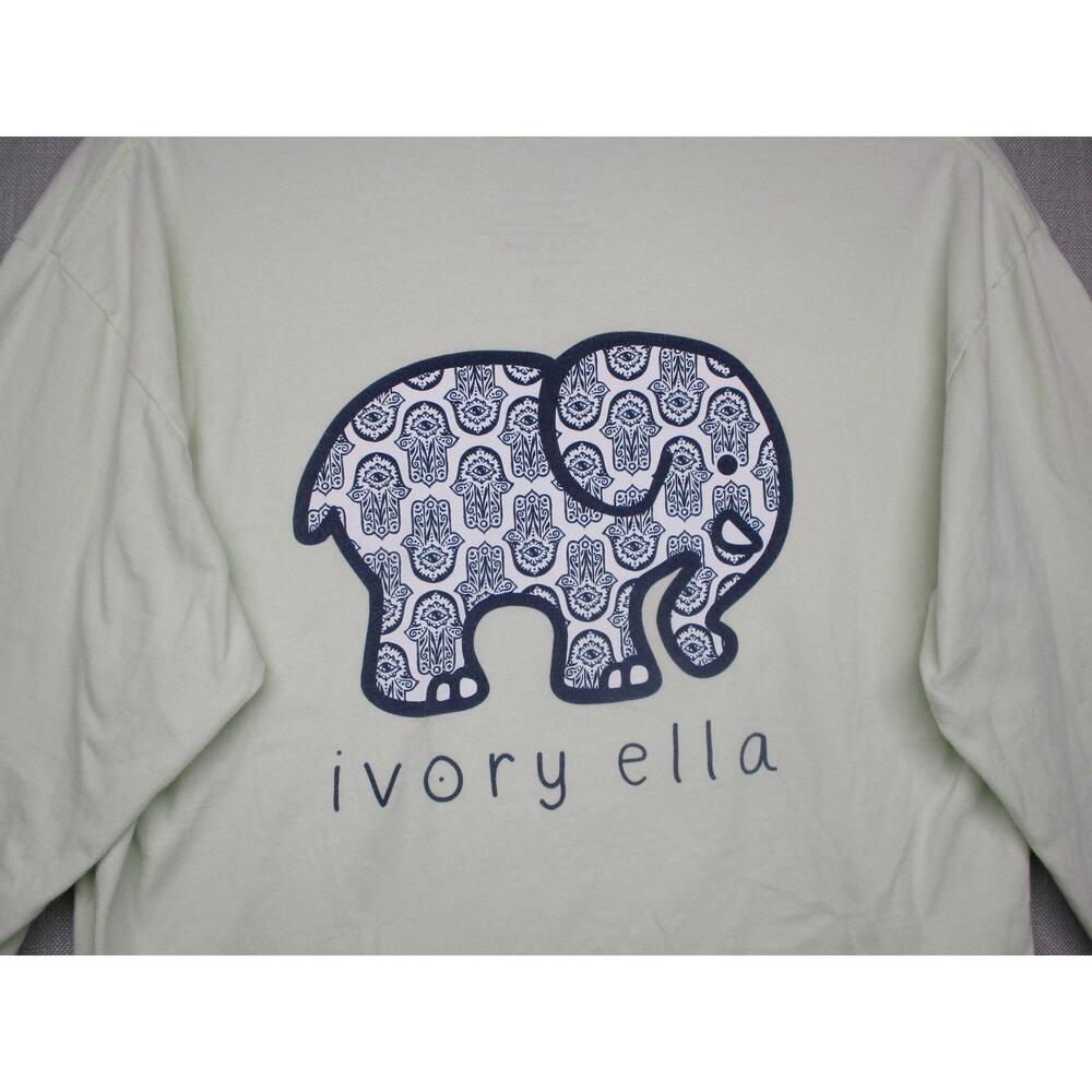 Ivory Ella Blue Classic Graphic Paisley Logo Long Sleeve‎ TShirt Women Size M
